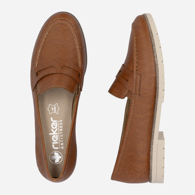 Loafersy damskie RIEKER 45300-24 38 (5UK) 25 cm Brązowe (4061811645770) - obraz 8