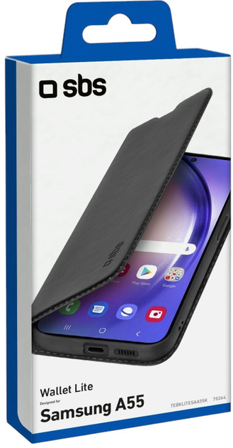 Etui z klapką SBS Wallet Lite do Samsung Galaxy A55 Black (TEBKLITESAA55K) - obraz 3
