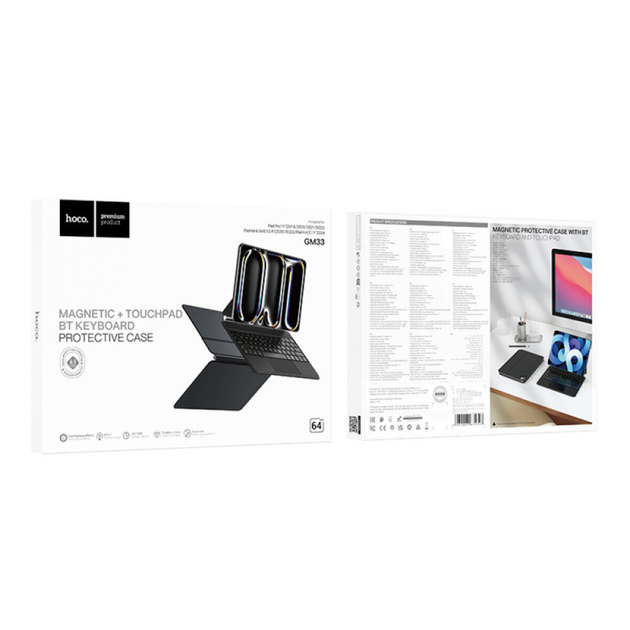 Бездротова клавіатура - чохол HOCO GM33 для Pad 10.9 - 11 inches english version, Black - зображення 2
