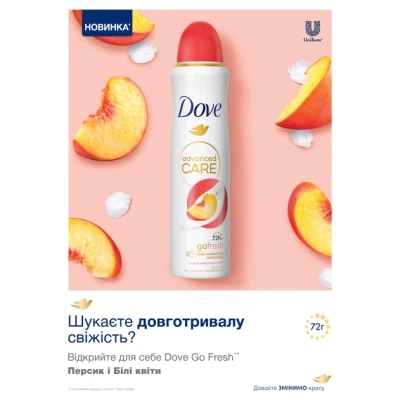Антиперспирант Dove Персик и белые цветы 150 мл (8720181444524) - Фото 7 Антиперспирант Dove Персик и белые цветы 150 мл (8720181444524) - изображение 7