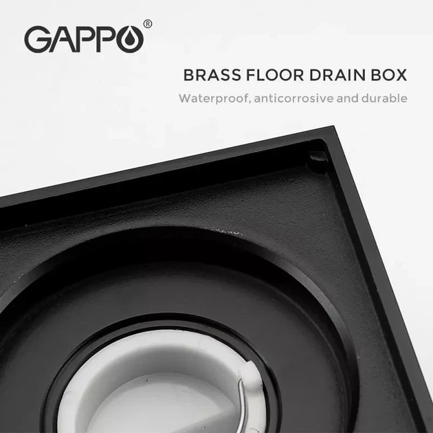Трап вертикальний GAPPO G81050-6, латунь, 100х100 мм, чорний - зображення 4