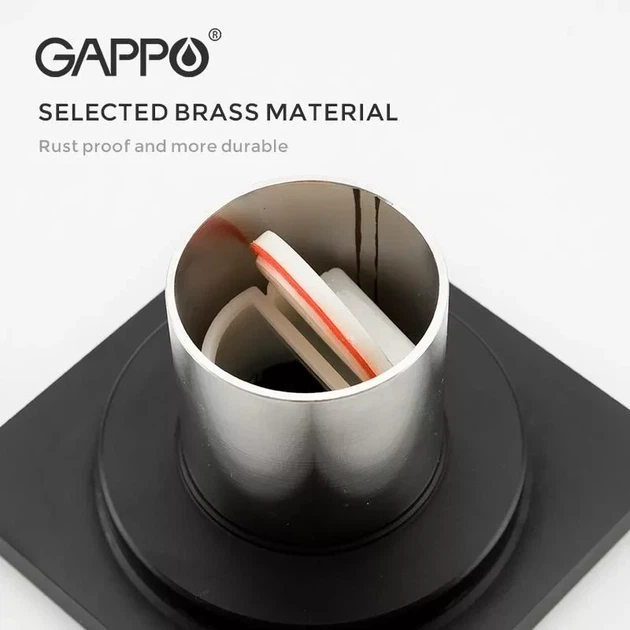 Трап вертикальний GAPPO G81050-6, латунь, 100х100 мм, чорний - зображення 5