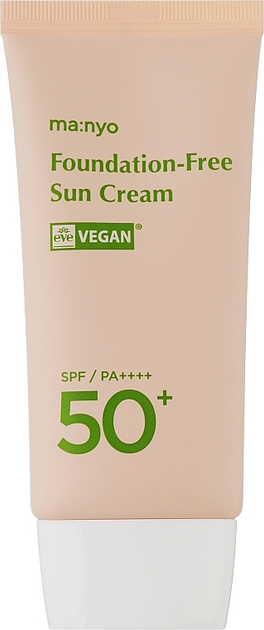 Сонцезахисний крем з тонувальним ефектом - Manyo Foundation Free Sun Cream SPF 50+ PA ++++ 50ml (1153296-107285) - изображение 1