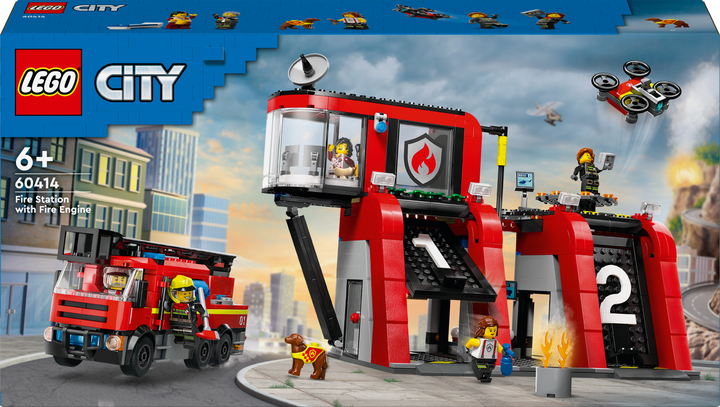 Zestaw klockow LEGO City Remiza strazacka z wozem strazackim 843 elementy (60414) (955555907733065) - Outlet - obraz 1