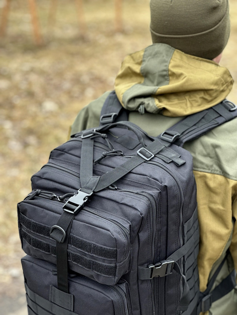 Военный тактический рюкзак 50л штурмовой Oxford 800D с системой крепления MOLLE водостойкий на 2 лямки. Черный - изображение 4