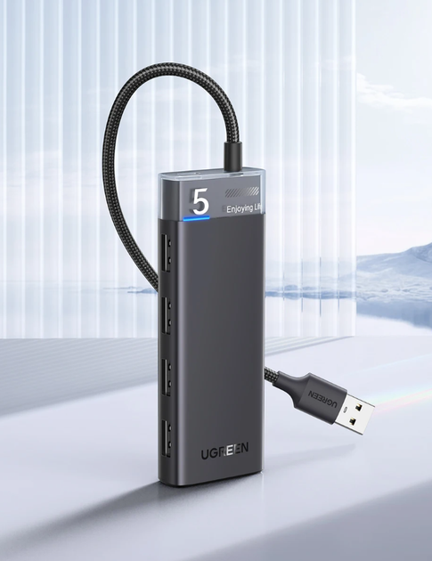 USB-хаб Ugreen CM653 4-Port USB 3.2 Gen 1 с дополнительным питанием USB Type-C 5Gbps (15548) - изображение 2
