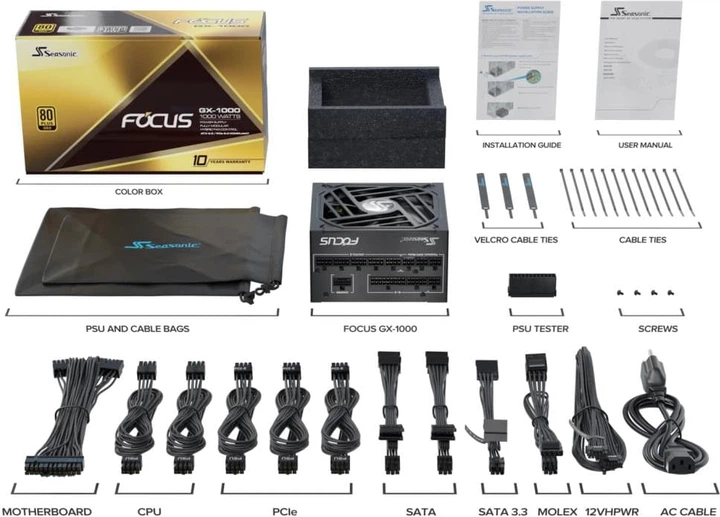 Zasilacz Seasonic Focus GX 1000W (FOCUS-GX-1000-V4) - obraz 10