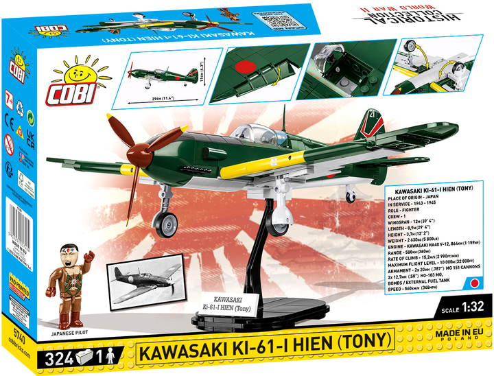 Klocki Cobi Hc Wwii Kawasaki KI61 Hein Zielony 350 elementów (5902251057404) - obraz 1