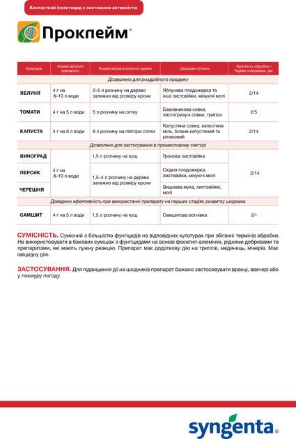 Комплект інсектицидів Syngenta Проклейм 4 г x 4 шт. (4820041010501) - зображення 2