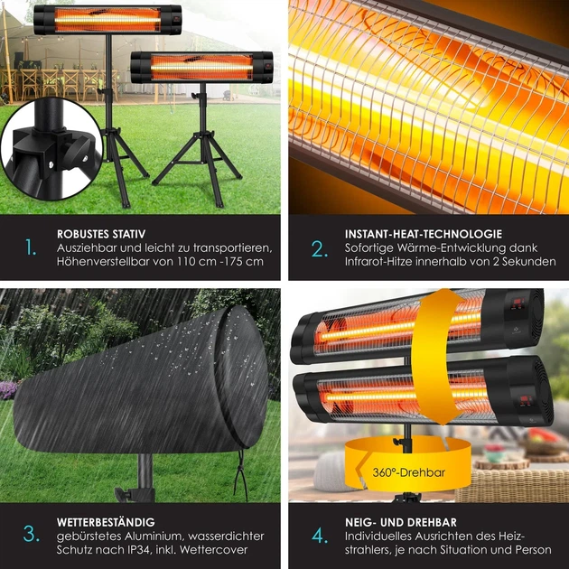 Инфракрасный обогреватель KESSER для патио 2500W Германия - изображение 3
