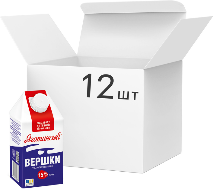 Упаковка сливок ультрапастеризованных Яготинские 15% 500 г х 12 шт ...
