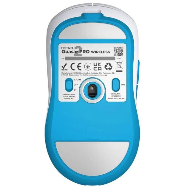 Ігрова комп'ютерна миша Hator Quasar 2 Pro Wireless White/Cyan - зображення 3