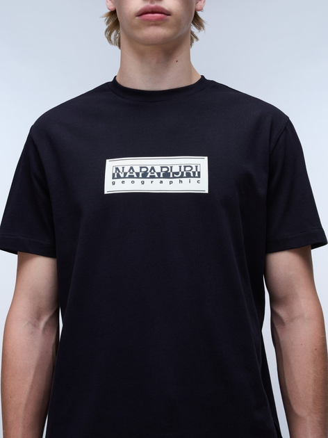 Футболка бавовняна довга чоловіча Napapijri S-Box Logo SS NP0A4I3L0411 M Чорна (195440912355) - зображення 3