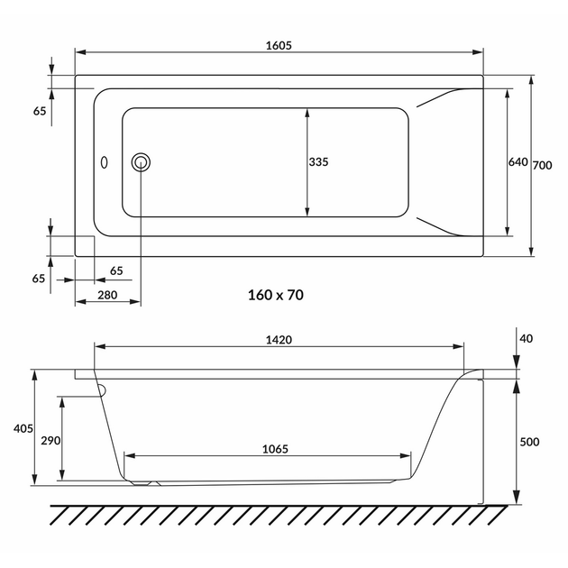 Ванна акриловая VOLLE SOLO 160x70 1210.001670 - изображение 2