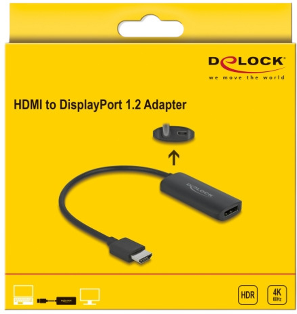 Adapter Delock DisplayPort 1.2 - HDMI 0.24m Black (63206) - obraz 4