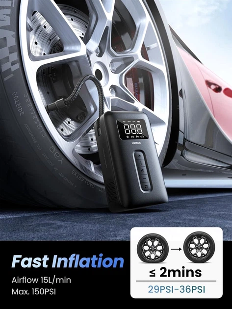 Kompresor powietrza Ugreen CD259 Portable Tire Inflator (6941876219513) - Zdjęcie 2 Kompresor powietrza Ugreen CD259 Portable Tire Inflator (6941876219513) - obraz 2