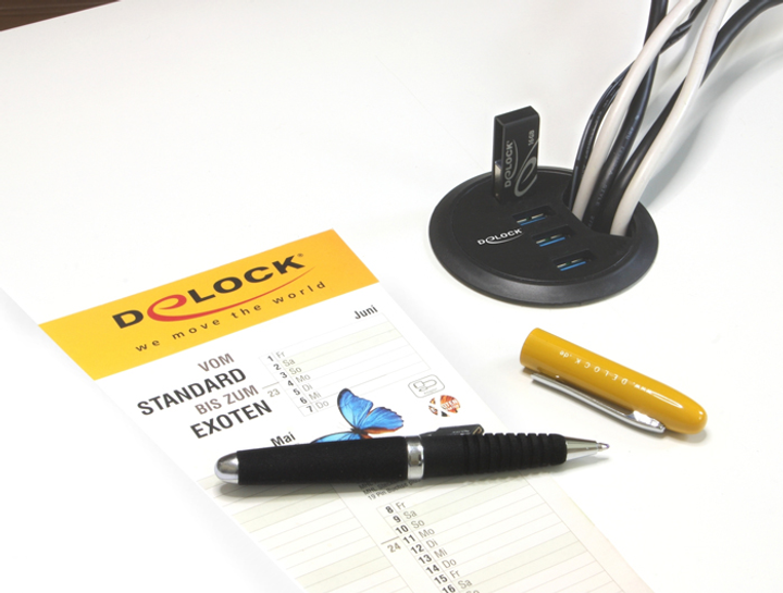 USB Hub Delock In-Desk Hub 4 Port USB 5 Gbps Black (4043619628681) - obraz 4