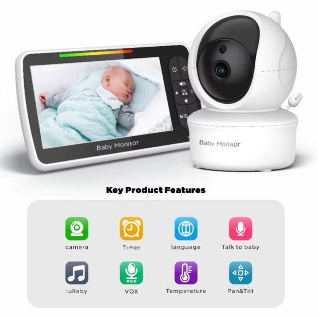 Видеоняня Baby Monitor SM650 с монитором 5'' двусторонней связью и ночным видением - изображение 7
