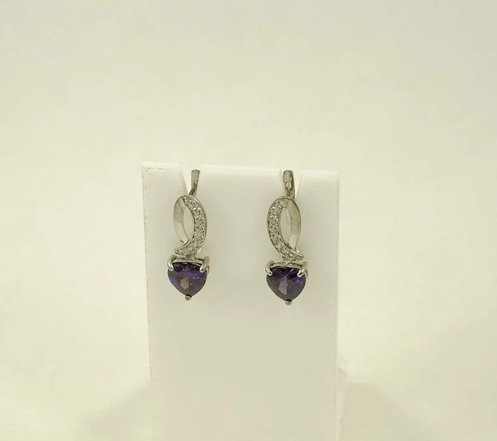 Серьги с камнем сердце Maxi Silver 8544 - изображение 2