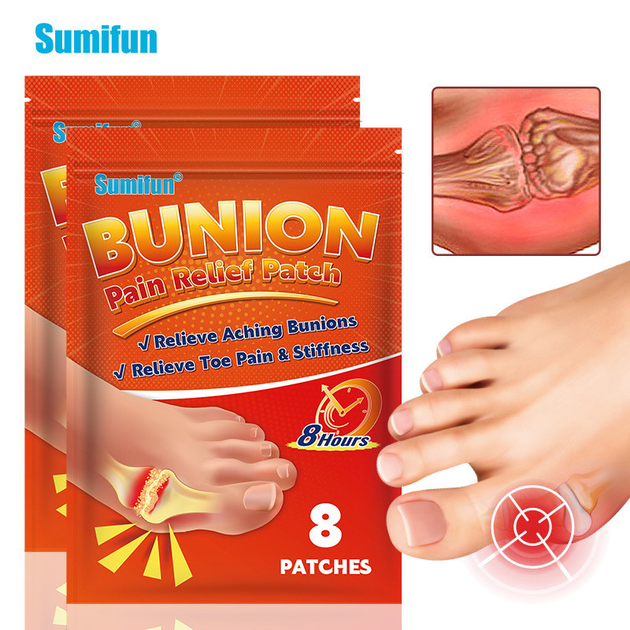 Пластир при вальгусній деформації та подагрі Sumifun Bunion Pain Relife Patch 8 штук - изображение 1