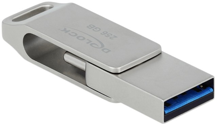 Флеш пам'ять USB Delock USB 5 Gbps USB-C + Type-A Memory Stick 256 GB Metal Housing Grey (4043619540082) - зображення 2