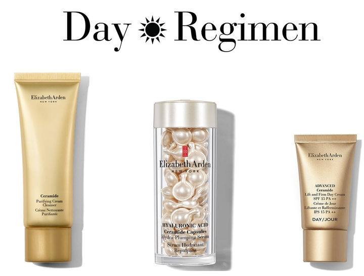 Набір для догляду за обличчям Elizabeth Arden Plumping Hydration Очищуючий крем 50 мл + Капсули з гіалуроновою кислотою та керамідами 60 шт + Денний крем з SPF захистом 15 мл (85805260316) - зображення 3