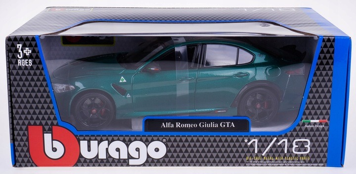 Model metalowy Bburago Alfa Romeo Giulia GTA 1:18 zielony (4893993014460) - obraz 9