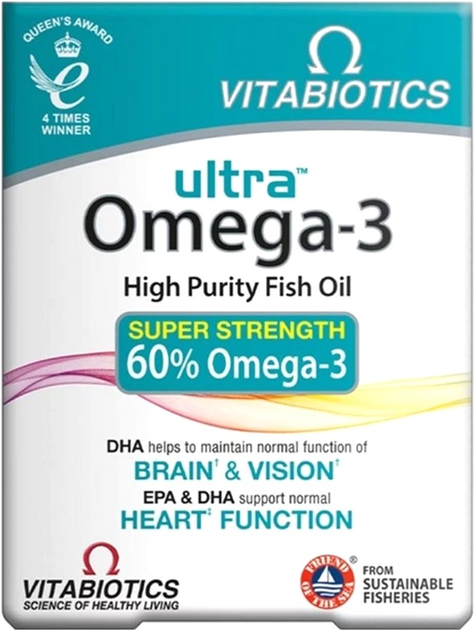 Suplement diety Vitabiotics Ultra Omega-3 High Purity Fish Oils suplement diety 60 kapsułek (5021265222575) - obraz 1