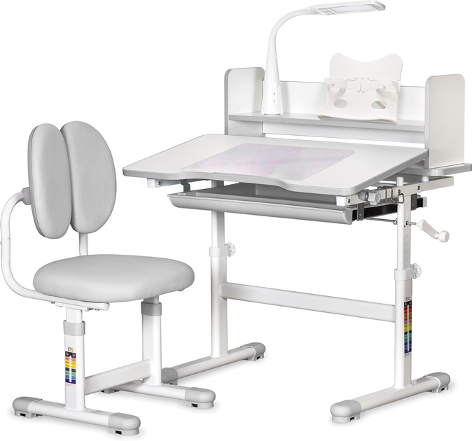 Комплект мебели Evo-Kids BD-24 стол + стул + полка + лампа Grey (BD-24 G) - изображение 1