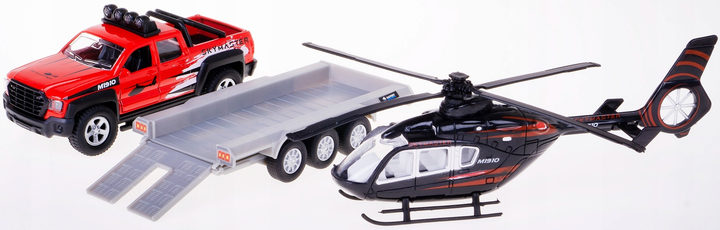 Pojazd terenowy Kids Globe z przyczepą i helikopterem 35 cm (8713219453759) - obraz 4