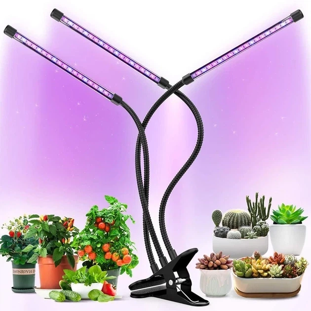 Ультрафиолетовая лампа для растений j22wl-03 LED LIGHT Полный спектр 3 головы LED - изображение 2