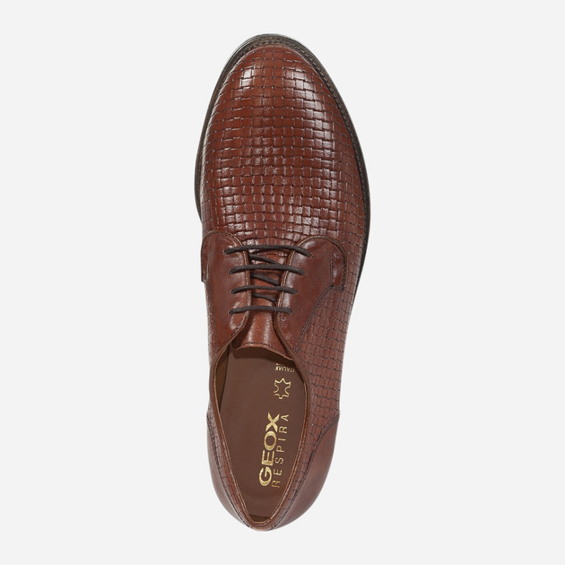 Buty derby męskie skórzane Geox U25EGF09D43-C6001 46 30.6 cm Brązowe (8050036560568) - obraz 4