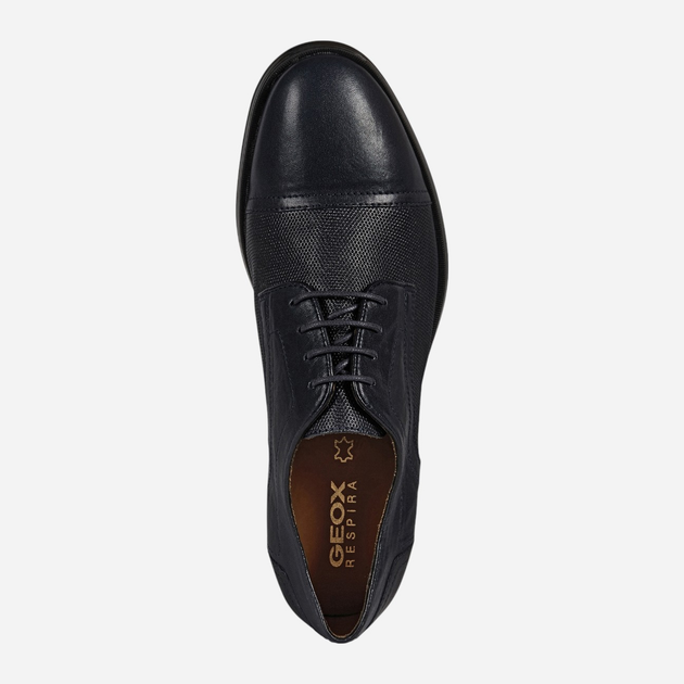 Buty derby męskie skórzane Geox U158QB0TURM-C4002 44 29.3 cm Granatowe (8050036074331) - obraz 4