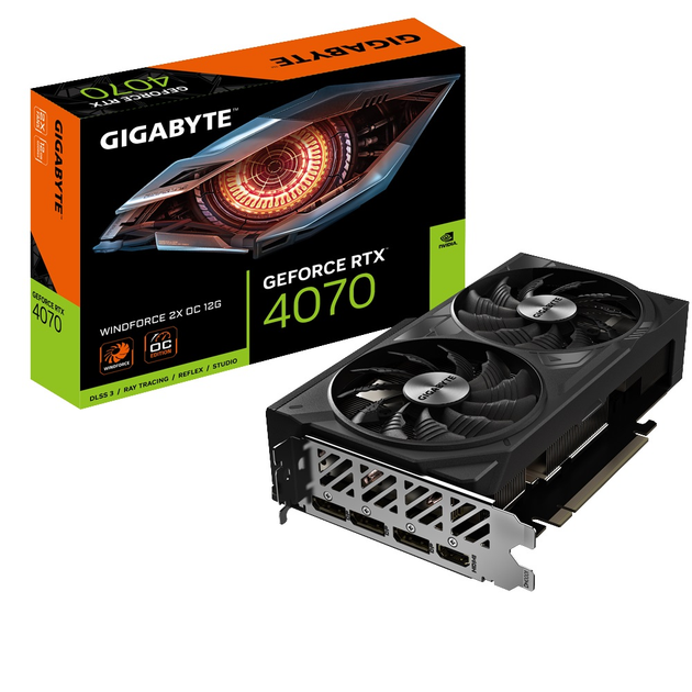 Видеокарта GF RTX 4070 12GB GDDR6X Windforce 2X OC Gigabyte (GV-N4070WF2OC-12GD) - изображение 2