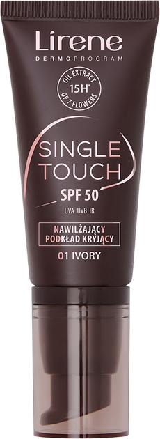 Podkład Lirene Single Touch SPF50 nawilżający 01 Ivory 30 ml (5900717063518) - obraz 1