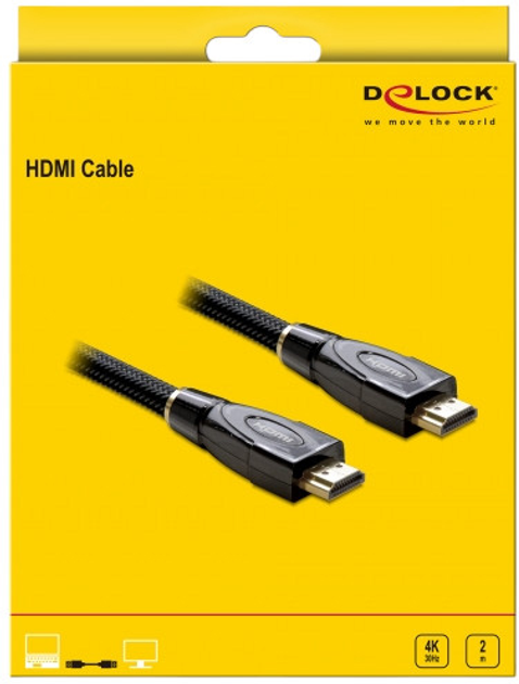 Adapter Delock High Speed HDMI 1.4 – HDMI 1.4 2 m Black (4043619827374) - obraz 3