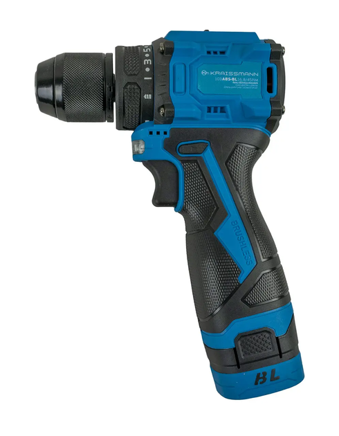 Аккумуляторный шуруповерт KRAISSMANN 103 ABS-BL 16.8/45 Nm (две АКБ 16,8 В, кейс, бесщеточный мотор, быстрая зарядка, металлический патрон) - изображение 4