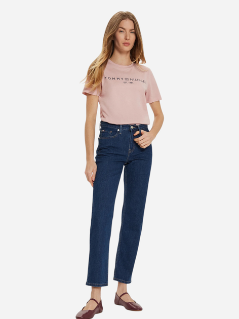 Футболка бавовняна жіноча Tommy Hilfiger WW0WW40276-TQN XS Світло-рожева (8720638642657) - зображення 3