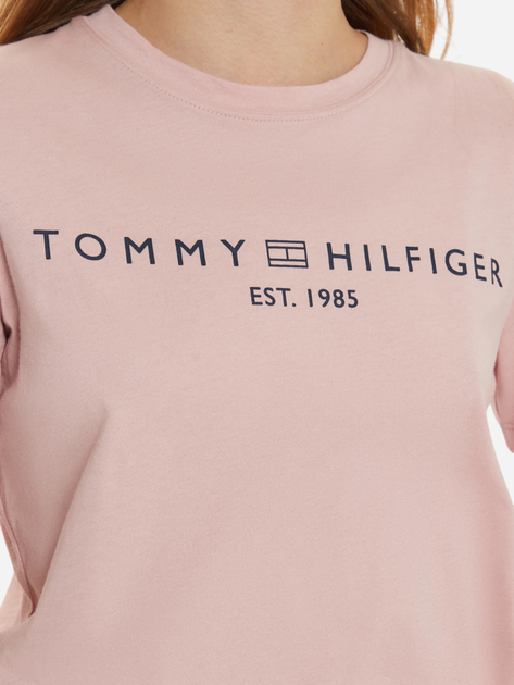 Футболка бавовняна жіноча Tommy Hilfiger WW0WW40276-TQN XS Світло-рожева (8720638642657) - зображення 5