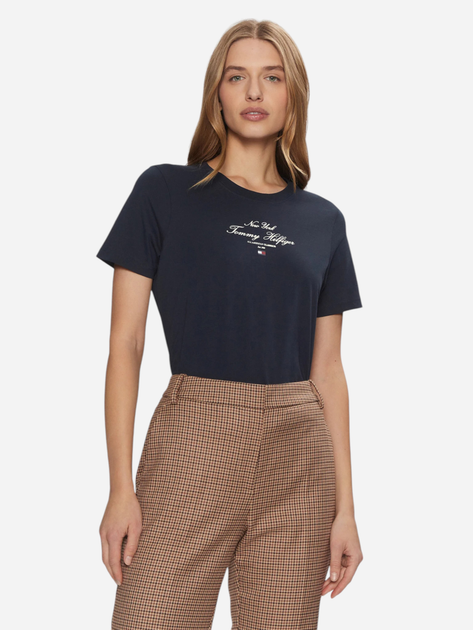 Koszulka damska bawełniana Tommy Hilfiger WW0WW43895-C1G L Ciemnogranatowa (8720638405825) - obraz 1