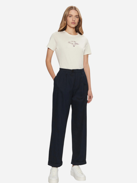 Футболка бавовняна жіноча Tommy Hilfiger WW0WW43895-Z00 L Молочна (8720638396444) - зображення 3