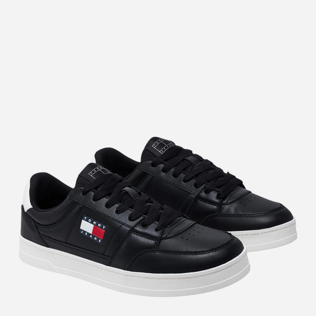 Sneakersy męskie skórzane Tommy Jeans EM0EM01574-BDS 44 Czarne (8720638211266) - obraz 2