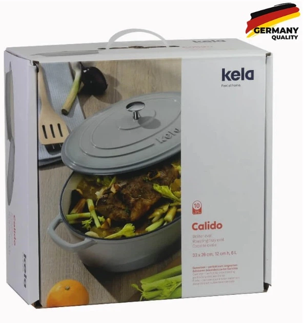 Гусятница чугунная с крышкой Kela Calido 36х29х15 см Серая 9.3 л (12609) - изображение 3