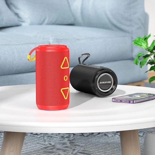 Акустика Borofone BR37 Noble sports BT speaker, BT5.3, USB, TF, FM, AUX, TWS, 5Wx2, 2h, red - изображение 4