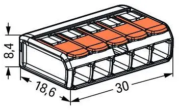Клема Wago 221-415 0,25мм² - 4мм² (32А) на 5 проводів клема сполучна клемник ваго самозатискний - Фото 2 Клема Wago 221-415 0,25мм² - 4мм² (32А) на 5 проводів клема сполучна клемник ваго самозатискний - зображення 2