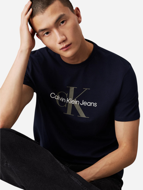 Футболка бавовняна чоловіча Calvin Klein Jeans 00040EM286-CEF 2XL Темно-синя (8720639845897) - зображення 4