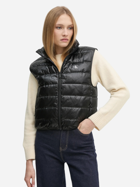 Теплий жилет пуховий короткий жіночий Calvin Klein Jeans J20J224711-BEH XS Чорний (8720639916160) - зображення 1