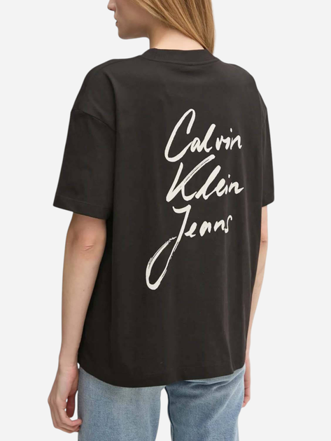 Koszulka damska bawełniana Calvin Klein Jeans J20J225113-BEH M Czarna (8720639929757) - obraz 2