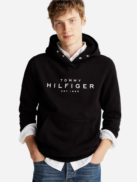 Bluza męska z kapturem kangurka Tommy Hilfiger MW0MW37455-BDS L Czarna (8720638261469) - obraz 1