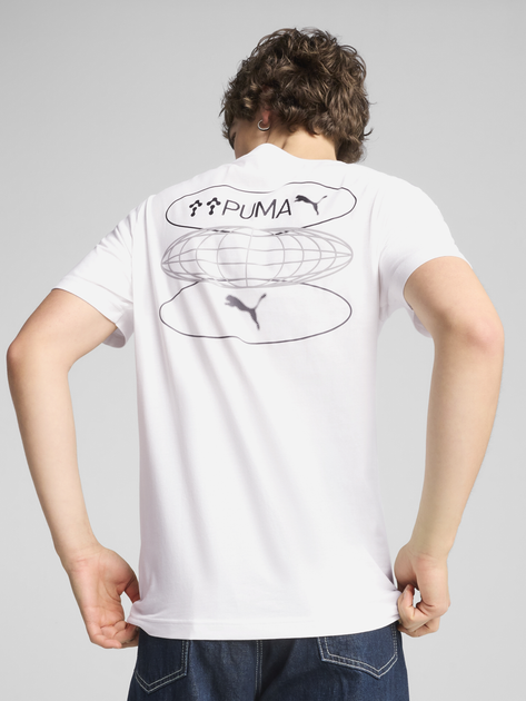 Футболка бавовняна довга чоловіча Puma Graphics 3 Circles Tee 68483402 M Біла (4067983350184) - зображення 2